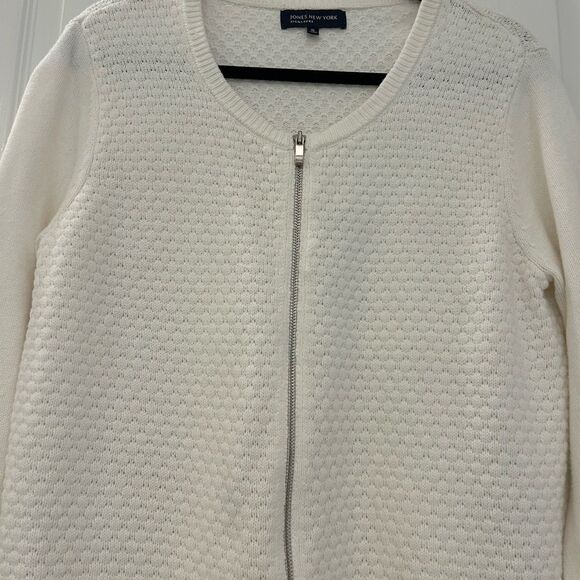Jones New York Signature Women’s White Textured Lightweight Cardigan Extra Large - Picture 2 of 7